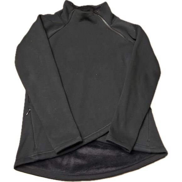 Athleta Cozy Karma Sweatshirt Womens Sz Medium Pullover Asymmetric Sweater Black - Picture 1 of 4
